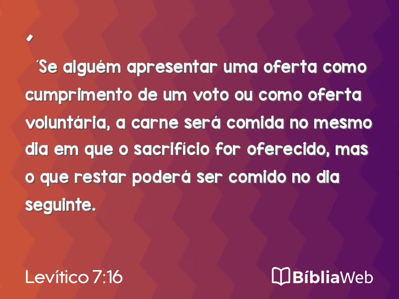 Levítico 7:16 em imagem para compartilhar