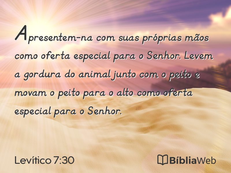Levítico 7:30 em imagem para compartilhar
