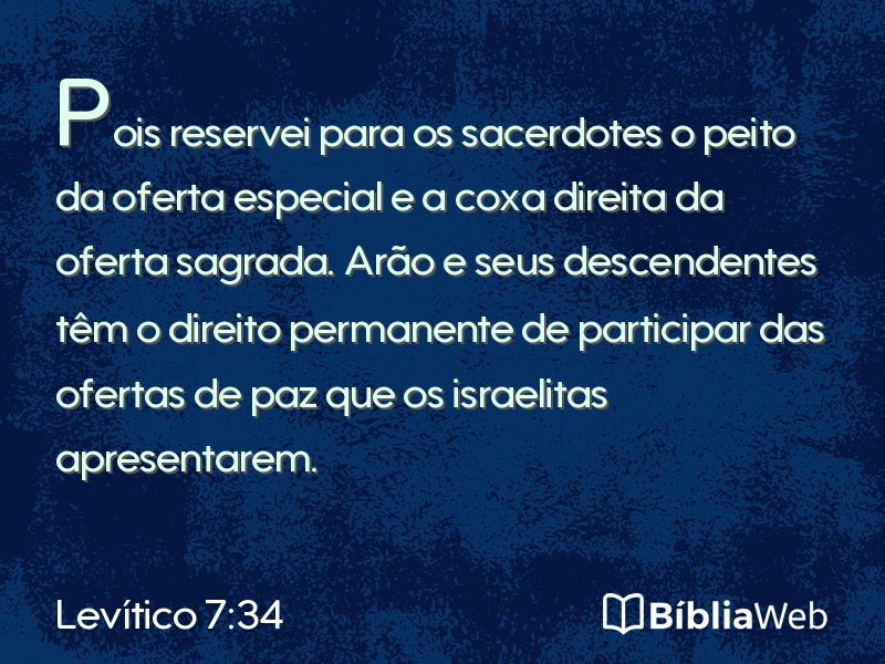 Levítico 7:34 em imagem para compartilhar