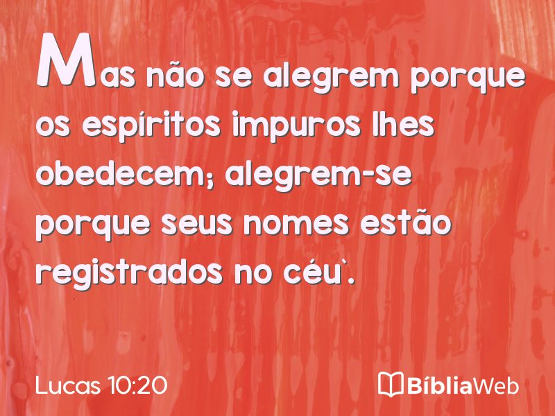 Lucas 10:20 em imagem para compartilhar