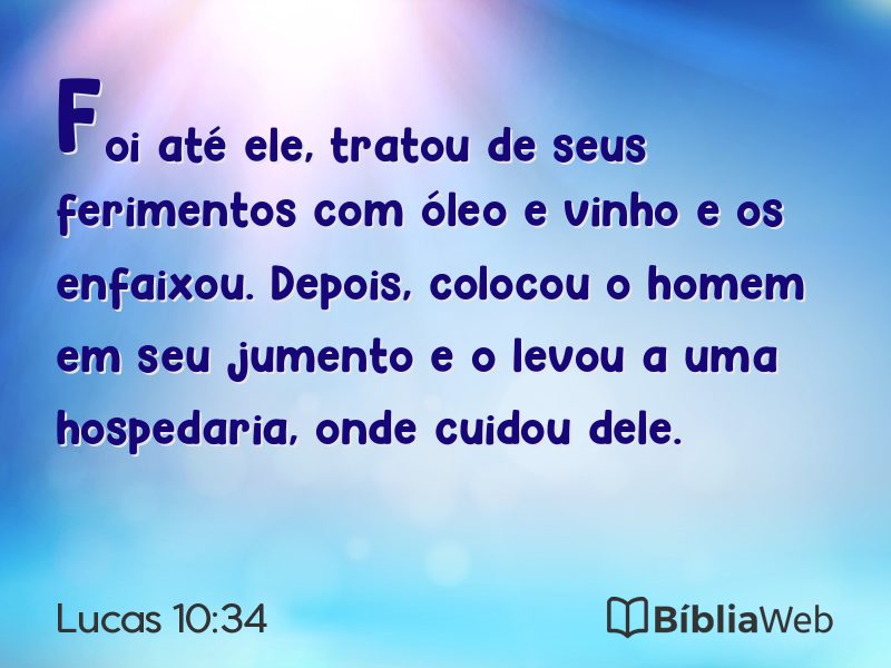 Lucas 10:34 em imagem para compartilhar
