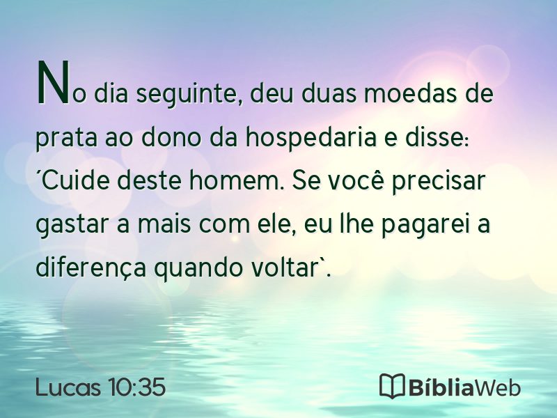 Lucas 10:35 em imagem para compartilhar
