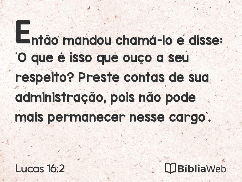 Lucas 16:2 em imagem para compartilhar