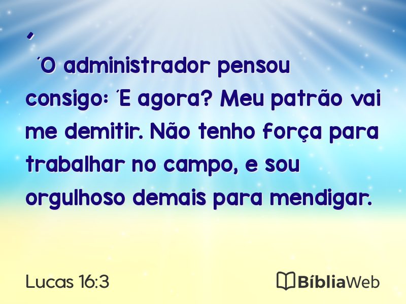 Lucas 16:3 em imagem para compartilhar