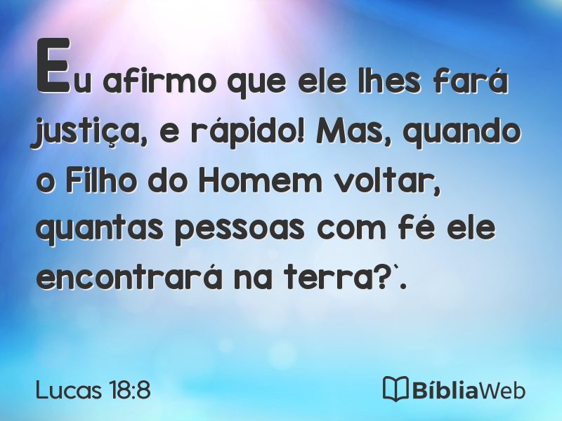 Lucas 18:8 em imagem para compartilhar