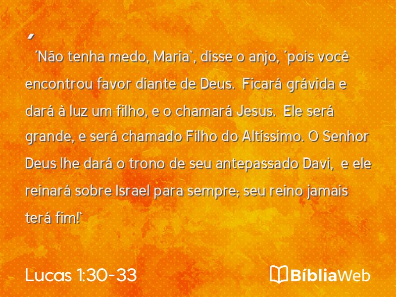 Lucas 1:30-33 em imagem para compartilhar
