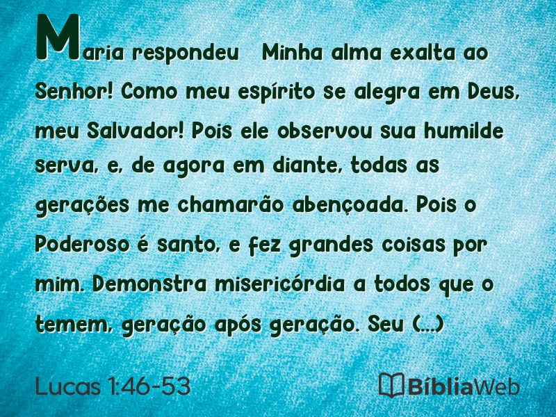 Lucas 1:46-53 em imagem para compartilhar