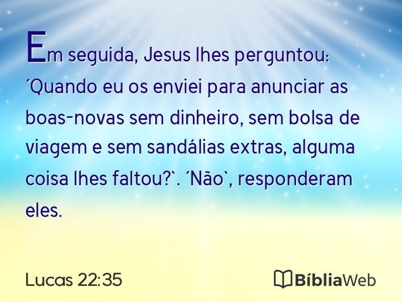 Lucas 22:35 em imagem para compartilhar