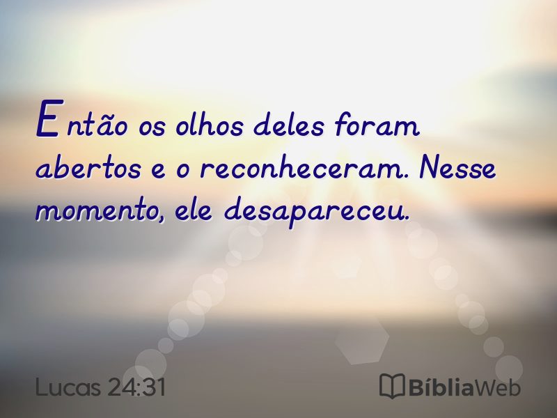 Lucas 24:31 em imagem para compartilhar
