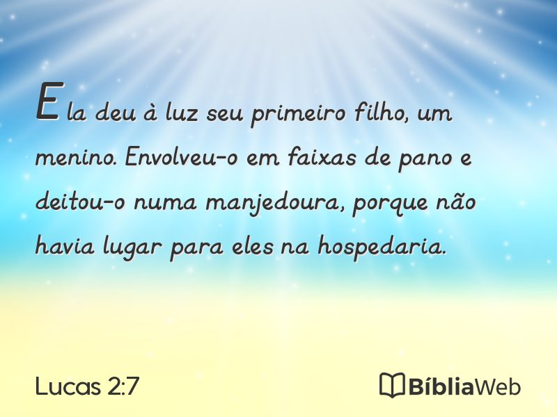 Lucas 2:7 em imagem para compartilhar