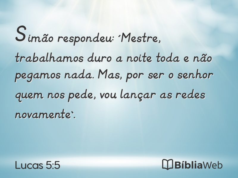 Lucas 5:5 em imagem para compartilhar