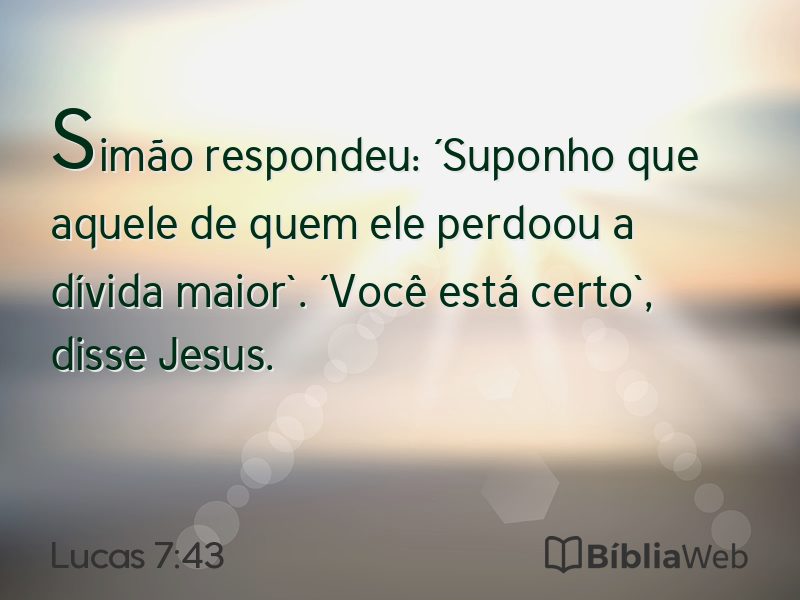 Lucas 7:43 em imagem para compartilhar