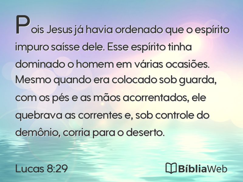 Lucas 8:29 em imagem para compartilhar
