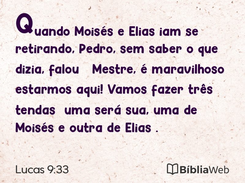 Lucas 9:33 em imagem para compartilhar