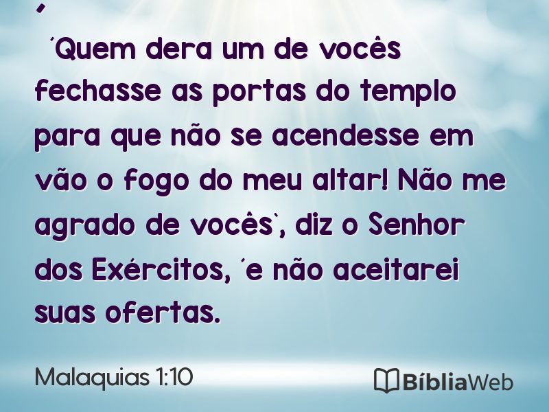 Malaquias 1:10 em imagem para compartilhar