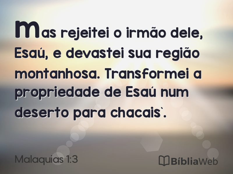 Malaquias 1:3 em imagem para compartilhar