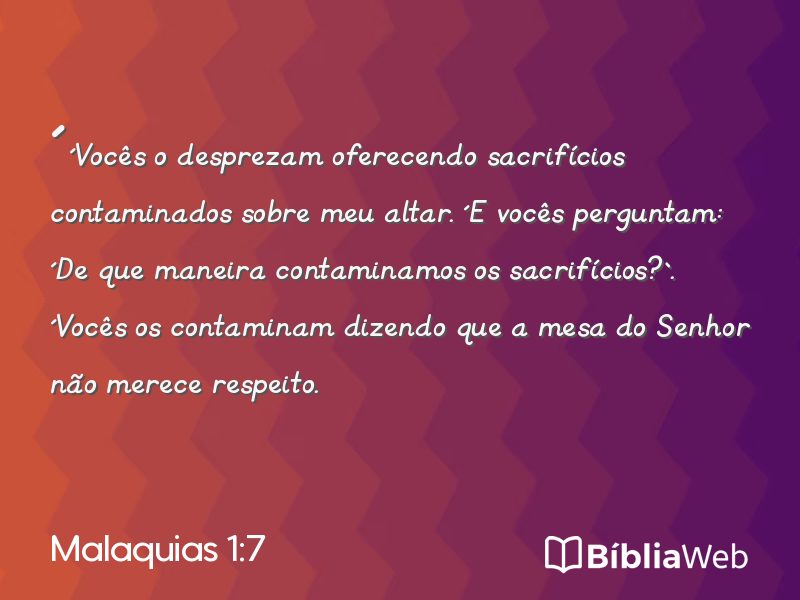 Malaquias 1:7 em imagem para compartilhar