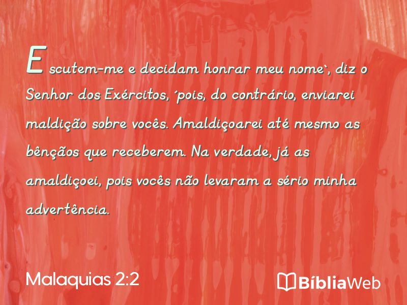 Malaquias 2:2 em imagem para compartilhar
