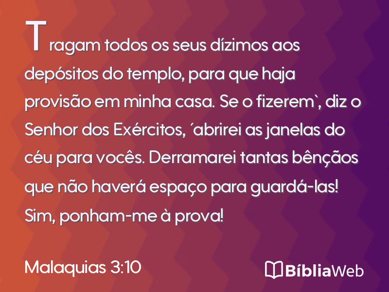 Malaquias 3:10 em imagem para compartilhar