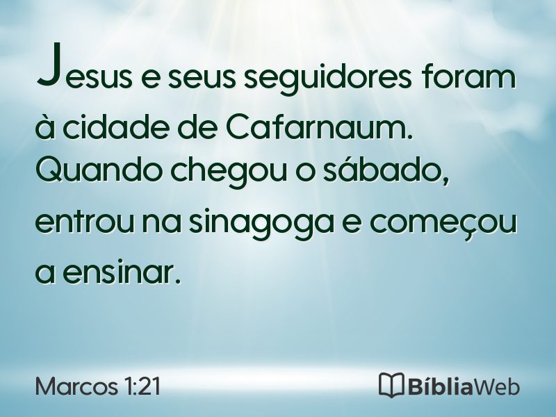 Marcos 1:21 em imagem para compartilhar