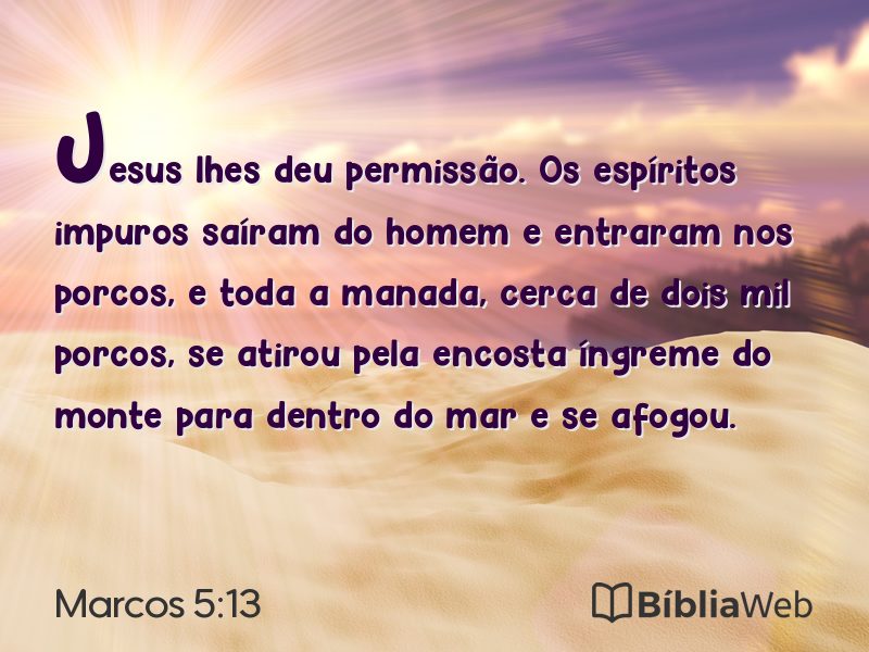 Marcos 5:13 em imagem para compartilhar