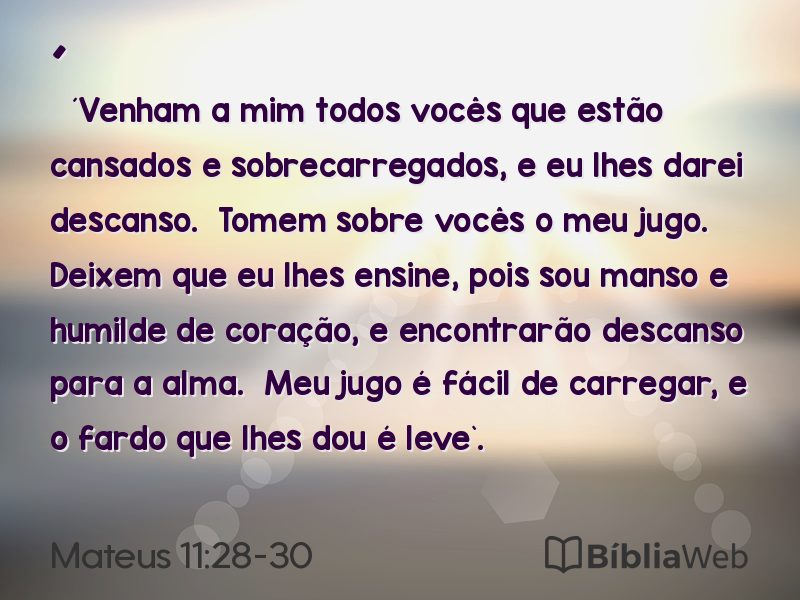 Mateus 11:28-30 em imagem para compartilhar