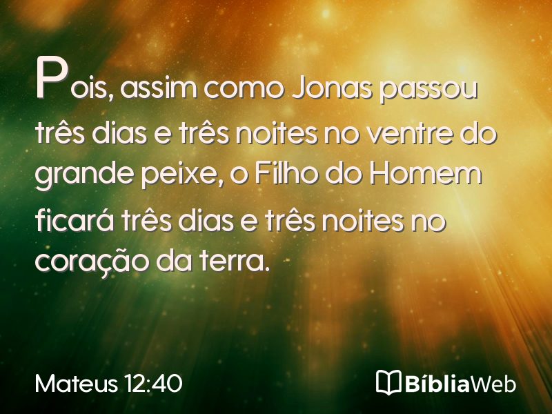 Mateus 12:40 em imagem para compartilhar