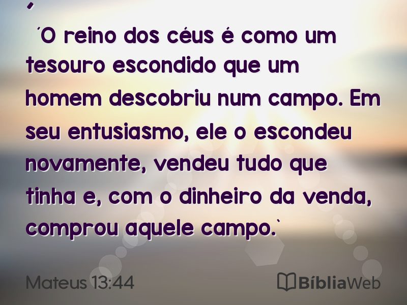 Mateus 13:44 em imagem para compartilhar