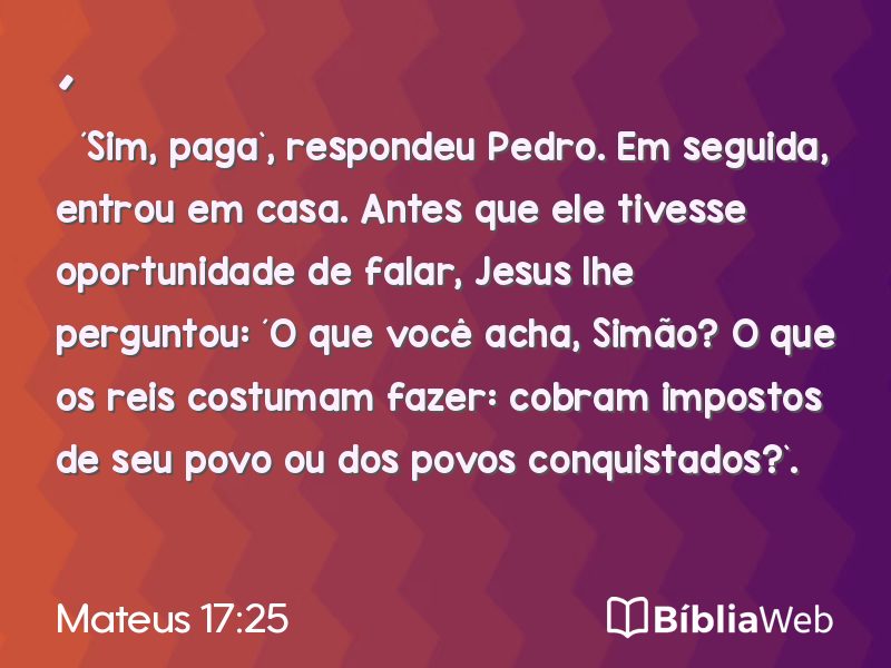 Mateus 17:25 em imagem para compartilhar