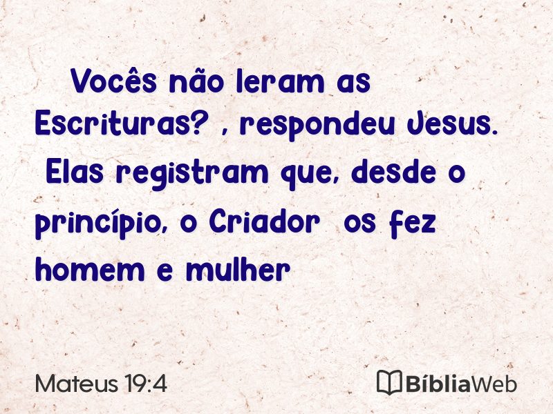 Mateus 19:4 em imagem para compartilhar