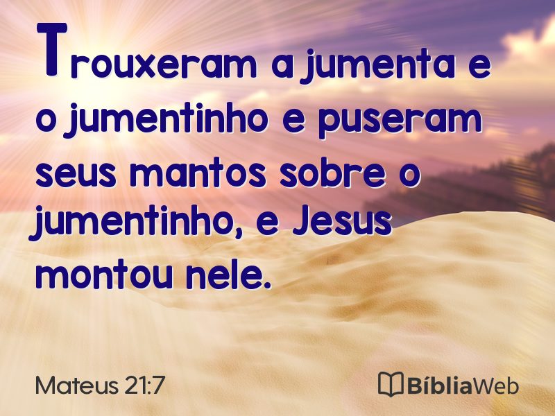 Mateus 21:7 em imagem para compartilhar