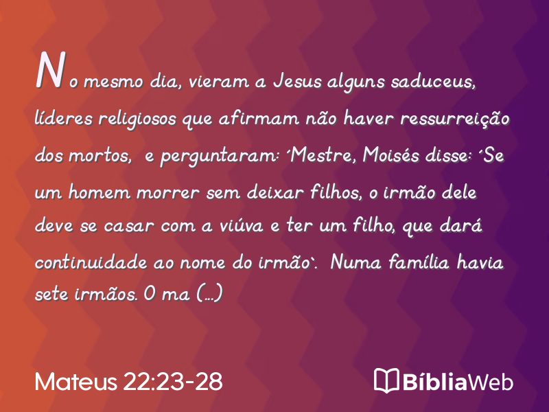 Mateus 22:23-28 em imagem para compartilhar