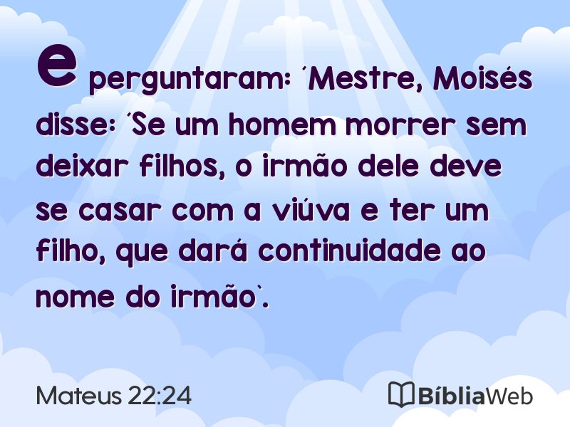 Mateus 22:24 em imagem para compartilhar