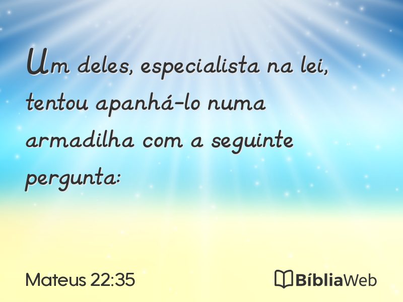 Mateus 22:35 em imagem para compartilhar