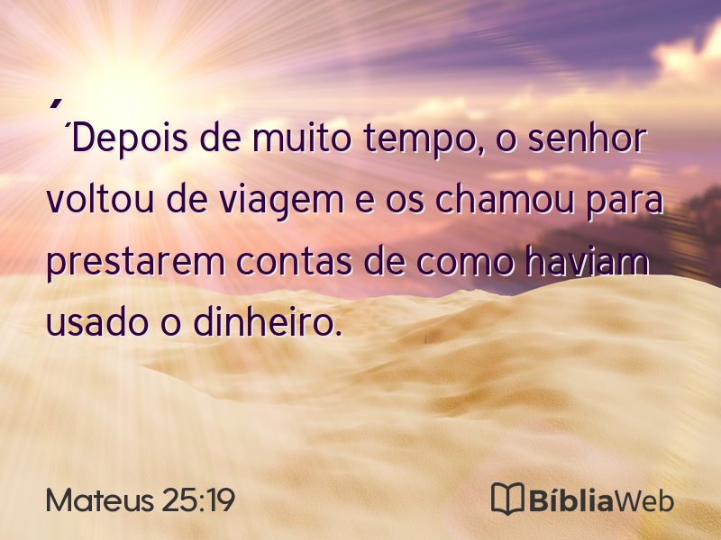 Mateus 25:19 em imagem para compartilhar