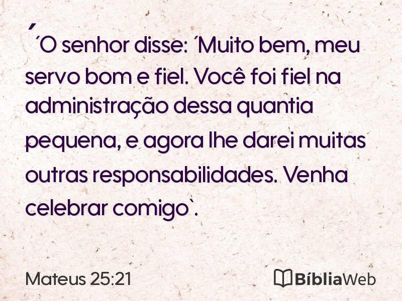 Mateus 25:21 em imagem para compartilhar