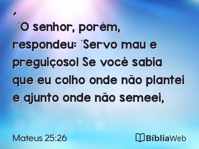 Mateus 25:26 em imagem para compartilhar