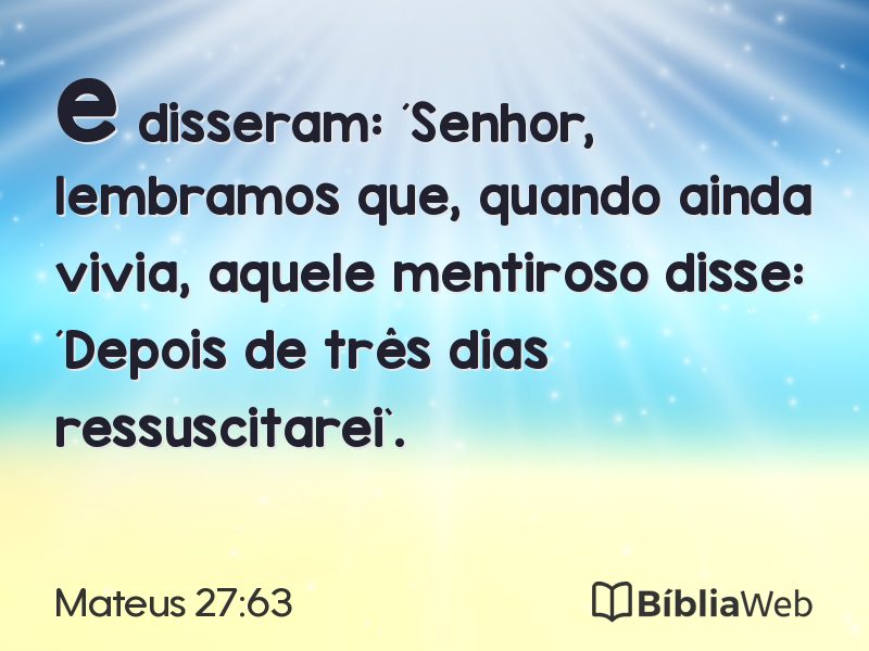 Mateus 27:63 em imagem para compartilhar