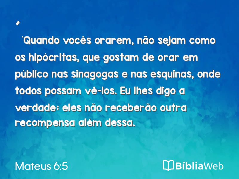 Mateus 6:5 em imagem para compartilhar