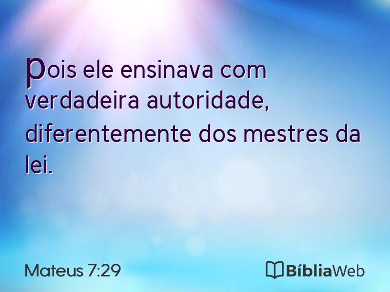 Mateus 7:29 em imagem para compartilhar