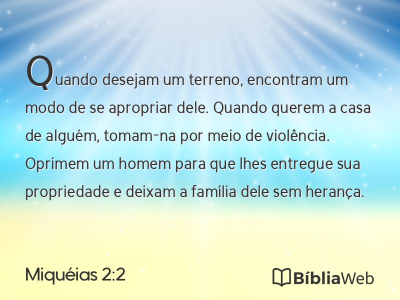 Miquéias 2:2 em imagem para compartilhar