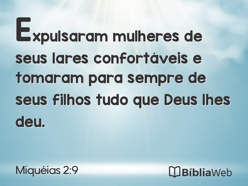 Miquéias 2:9 em imagem para compartilhar