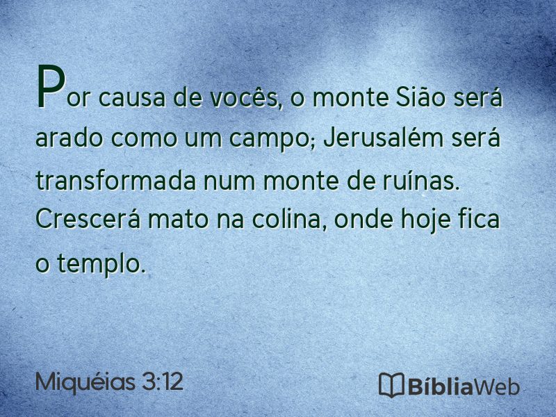 Miquéias 3:12 em imagem para compartilhar