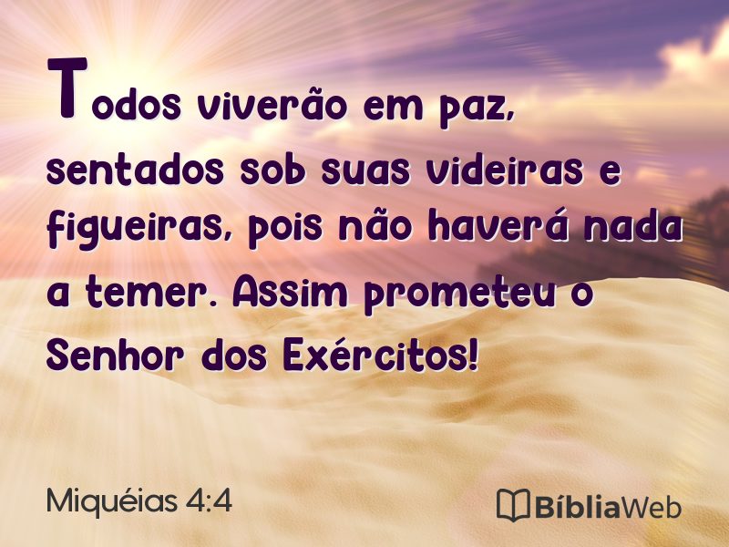 Miquéias 4:4 em imagem para compartilhar