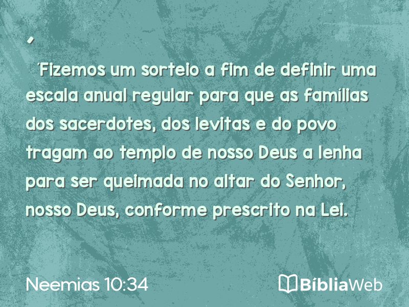 Neemias 10:34 em imagem para compartilhar