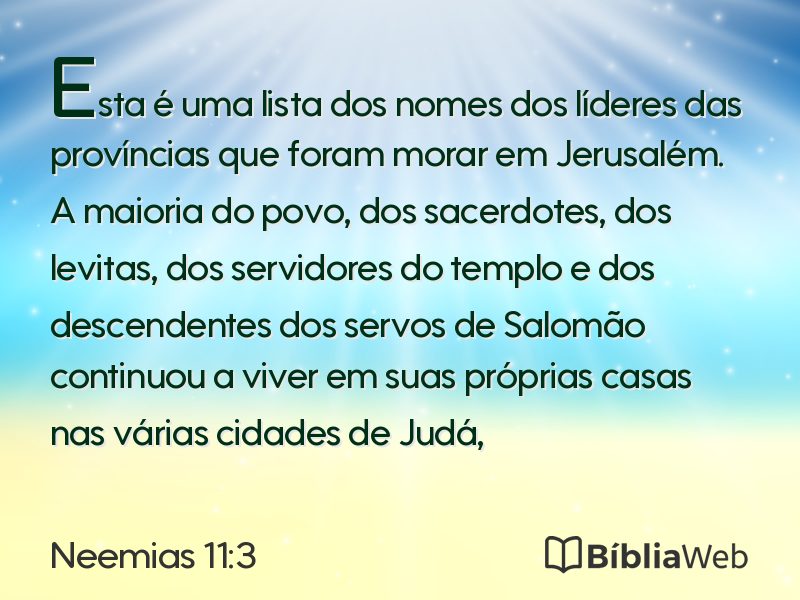 Neemias 11:3 em imagem para compartilhar
