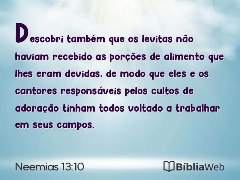Neemias 13:10 em imagem para compartilhar