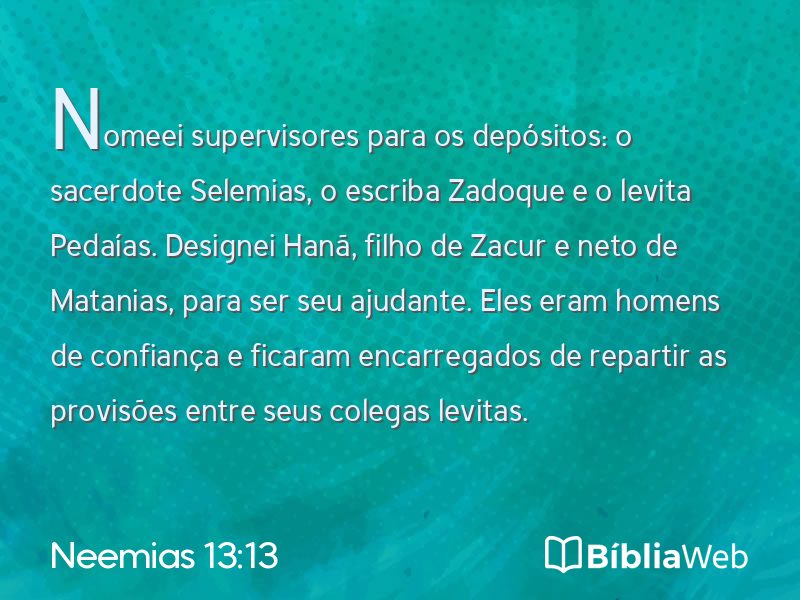 Neemias 13:13 em imagem para compartilhar