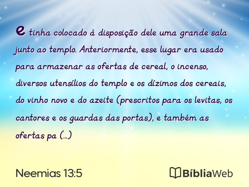 Neemias 13:5 em imagem para compartilhar