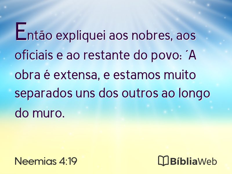 Neemias 4:19 em imagem para compartilhar